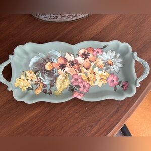 Floral Decorative Tray with Handles